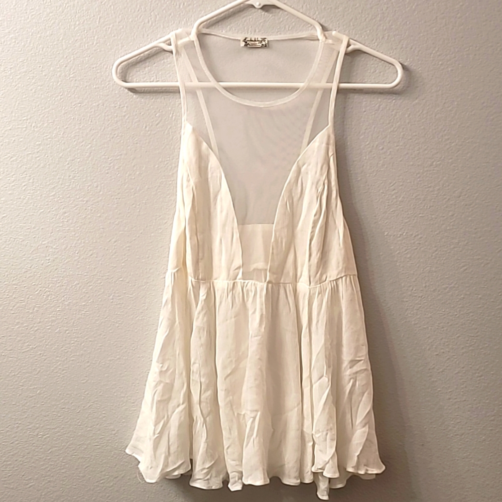 NWOT Free People Intimately white flowy mesh top size XS